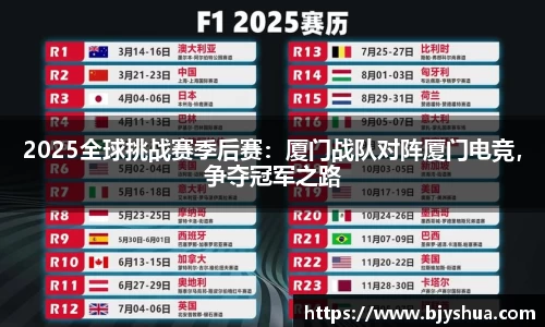 2025全球挑战赛季后赛：厦门战队对阵厦门电竞，争夺冠军之路
